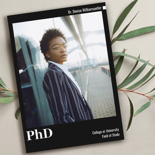Minimale zwarte witte foto PhD-Afstuderen Aankondiging