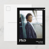 Minimale zwarte witte foto PhD-Afstuderen Aankondigingskaart (Voorkant / Achterkant)