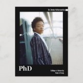 Minimale zwarte witte foto PhD-Afstuderen Aankondigingskaart (Voorkant)