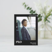 Minimale zwarte witte foto PhD-Afstuderen Aankondigingskaart (Staand voorkant)