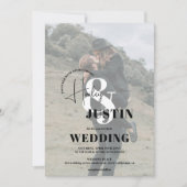 Minimale zwarte witte fotobedekking bruiloft kaart (Voorkant)