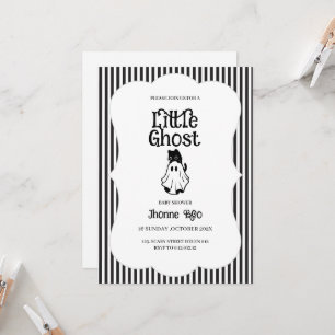 Minimale Zwarte & Witte Geest Baby Shower Uitnodig Kaart