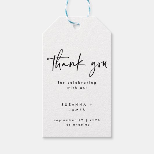 Minimale zwarte witte geometrische handgeschreven  cadeaulabel (Voorkant)