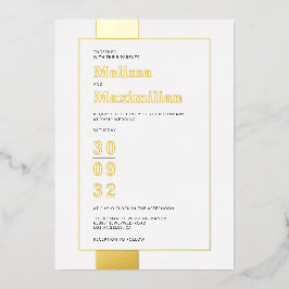 Minimale zwarte witte gouden, eenvoudige gedurfde  folie uitnodiging