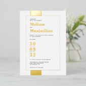 Minimale zwarte witte gouden, eenvoudige gedurfde folie uitnodiging (Staand Voorkant)