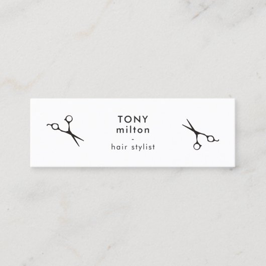 Minimale zwarte witte haarlijst van Elegant Mini Visitekaartje (Voorkant)