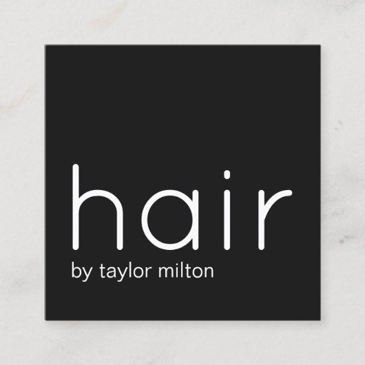 Minimale zwarte witte haarlijst van Elegant Vierkante Visitekaartje (Voorkant)