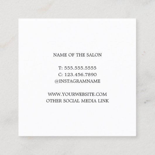 Minimale zwarte witte haarlijst van Elegant Vierkante Visitekaartje (Achterkant)