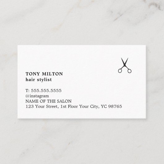 Minimale zwarte witte haarlijst van Elegant Visitekaartje (Voorkant)