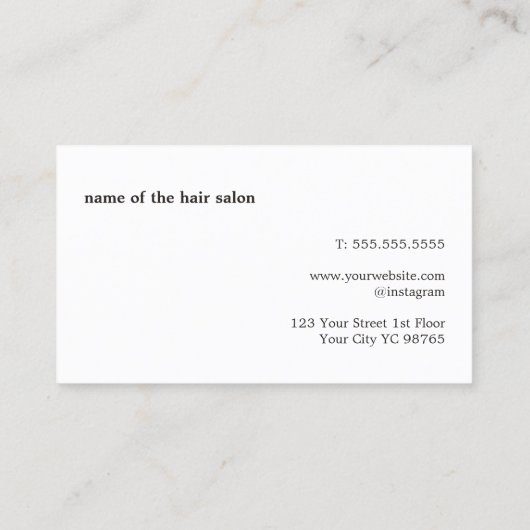 Minimale zwarte witte haarlijst van Elegant Visitekaartje (Achterkant)