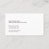 Minimale zwarte witte haarlijst van Elegant Visitekaartje (Achterkant)