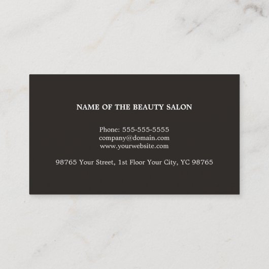 Minimale zwarte witte haarlijst van Elegant Visitekaartje (Achterkant)