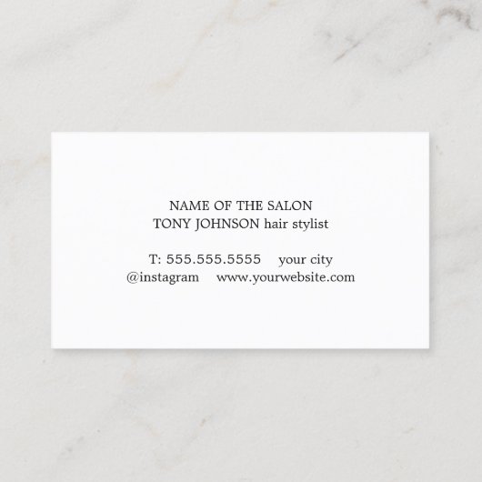 Minimale zwarte witte haarlijst van Elegant Visitekaartje (Achterkant)