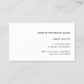 Minimale zwarte witte haarlijst van Elegant Visitekaartje (Achterkant)