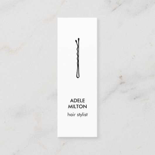Minimale zwarte witte haarpin Elegant Black Mini Visitekaartje (Voorkant)