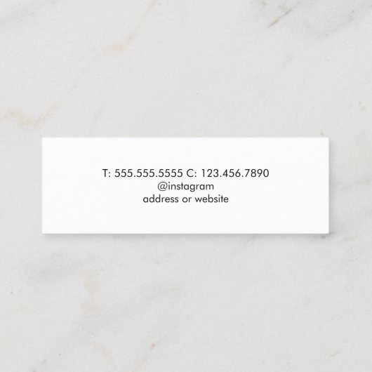 Minimale zwarte witte haarpin Elegant Black Mini Visitekaartje (Achterkant)