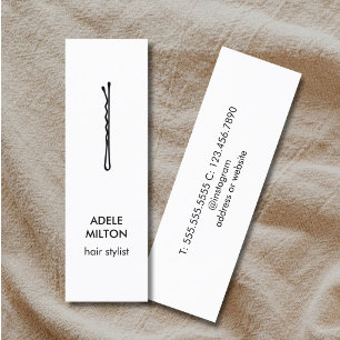 Minimale zwarte witte haarpin Elegant Black Mini Visitekaartje