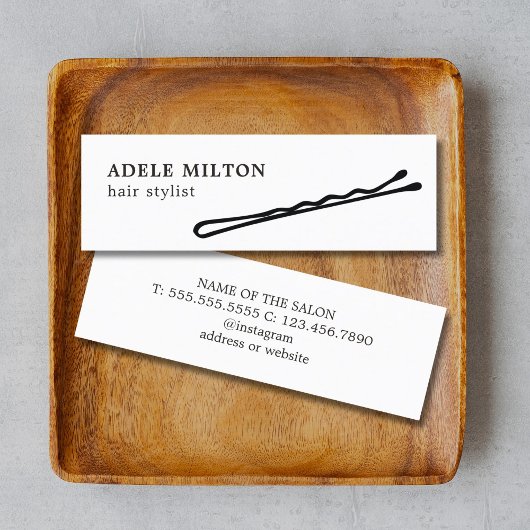 Minimale zwarte witte haarpin Elegant Black Mini Visitekaartje