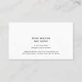 Minimale zwarte witte haarstijllijst koelen visitekaartje (Achterkant)