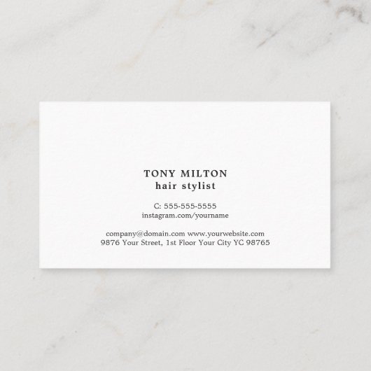 Minimale zwarte witte haarstijllijst koelen visitekaartje (Achterkant)