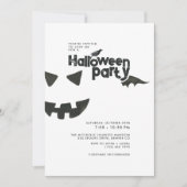 Minimale zwarte & witte halloween party kaart (Voorkant)