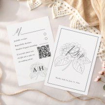 Minimale Zwarte & Witte Hortensia Trouw-RSVP