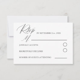 Minimale Zwarte & Witte Kalligrafie Bruiloft RSVP Kaartje