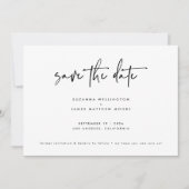 Minimale zwarte witte kalligrafie Een foto Save The Date (Voorkant)