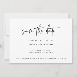 Minimale zwarte witte kalligrafie Een foto Save The Date