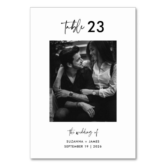 Minimale zwarte witte kalligrafiescript Foto Kaart (Achterkant)