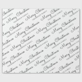 Minimale zwarte witte kerstakerfamilie cadeaupapier (Vlak)