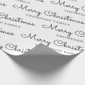 Minimale zwarte witte kerstakerfamilie cadeaupapier (Hoek)