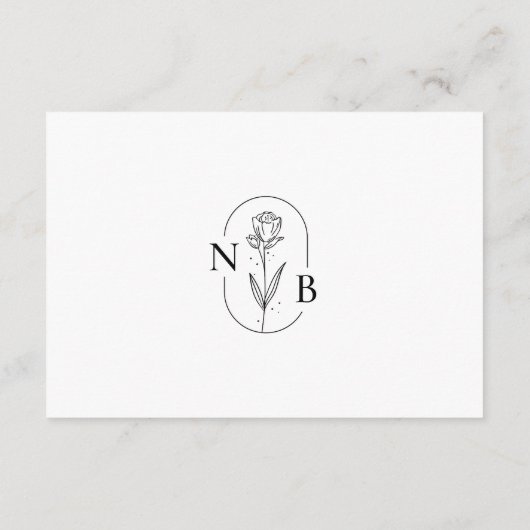 Minimale zwarte witte klassieke bruiloft informatiekaartje (Achterkant)