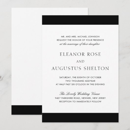 Minimale zwarte witte klassieke elegante moderne b kaart (Voorkant / Achterkant)