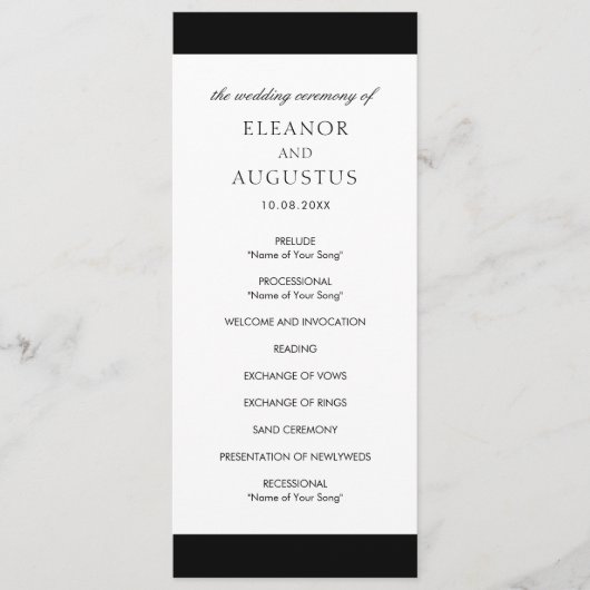 Minimale zwarte witte klassieke elegante moderne b programmakaart (Voorkant)