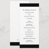 Minimale Zwarte Witte Klassieke Elegante Moderne T Programmakaart (Voorkant / Achterkant)