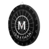 Minimale zwarte witte klassieke monogram dartbord (Voorkant Rechts)