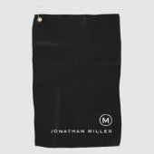 Minimale zwarte witte klassieke monogram golfhanddoek (Voorkant)