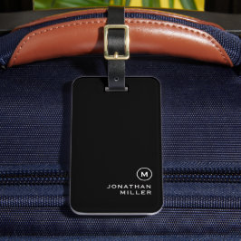 Minimale zwarte witte klassieke monogrammen bagagelabel