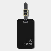 Minimale zwarte witte klassieke monogrammen bagagelabel (Voorkant verticaal)