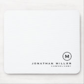 Minimale zwarte witte klassieke monogrammen muismat (Voorkant)