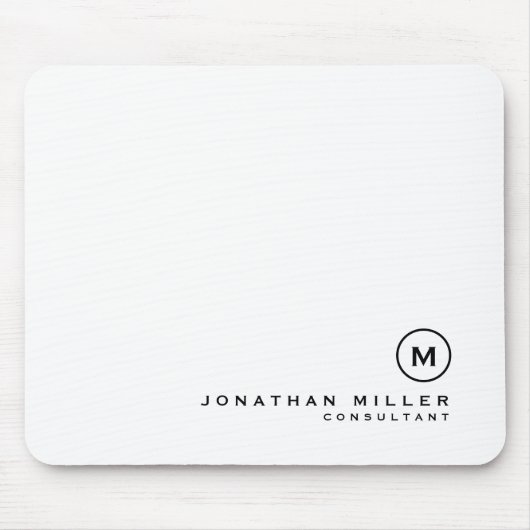 Minimale zwarte witte klassieke monogrammen muismat (Voorkant)