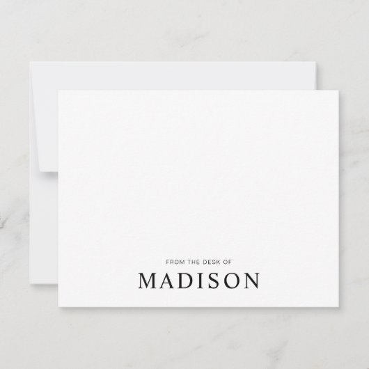 Minimale zwarte witte klassieke typografie notitiekaartje (Voorkant)