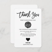 Minimale zwarte witte Logo - Hartelijk dank Bedankkaart (Voorkant / Achterkant)