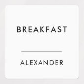 Minimale zwarte witte maaltijdprep naam labels (Design 1)