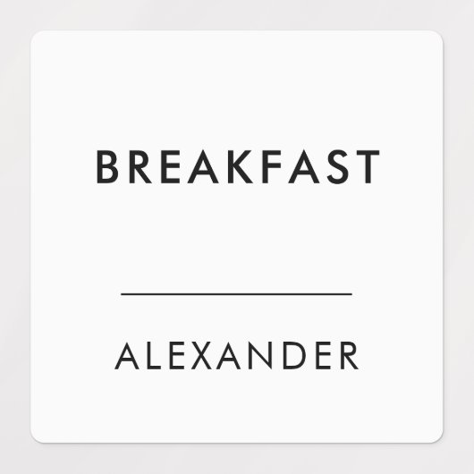 Minimale zwarte witte maaltijdprep naam labels (Design 1)