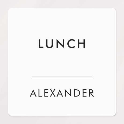 Minimale zwarte witte maaltijdprep naam labels (Design 2)