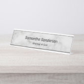 Minimale zwarte witte marmer bureau naambordje (Voorkant)