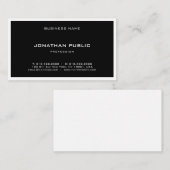 Minimale zwarte witte moderne legante schone lei visitekaartje (Voorkant / Achterkant)