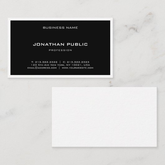 Minimale zwarte witte moderne legante schone lei visitekaartje (Voorkant / Achterkant)